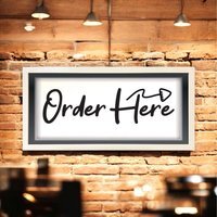 Wall Art Framed Print Order Here Sign - White - thumbnail 1