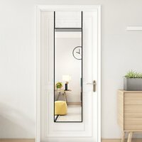 Rectangular Metal Frame Door Mirror - Black / 118cm - thumbnail 1