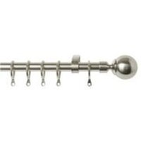 16 - 19mm Satin Silver Ball Metal Curtain Pole Set - Silver / 170cm