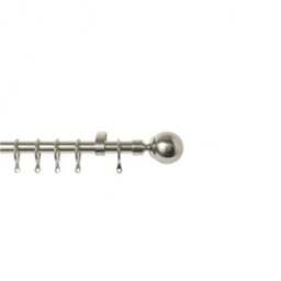 16 - 19mm Satin Silver Ball Metal Curtain Pole Set - Silver / 170cm - thumbnail 2