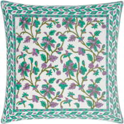 Mentera Floral Velvet Cushion - Oasis Green/Lilac / Polyester - thumbnail 2
