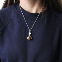 Healing Hands Pendant in Rock Quartz, Crystal Healing Jewelry - White