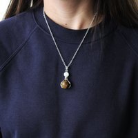 Healing Hands Pendant in Rock Quartz, Crystal Healing Jewelry - White