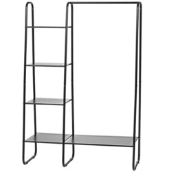 Freestanding 4-Shelf Coat Rack with Hanging Rail - Black - thumbnail 3