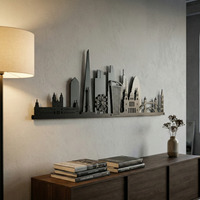 London Skyline Metal Wall Art 2D - Grey/Black