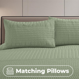 3D Embossed Allover Pattern Duvet Set - Sage / Single - thumbnail 4