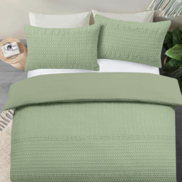 3D Embossed Allover Pattern Duvet Set - Sage / Single - thumbnail 2