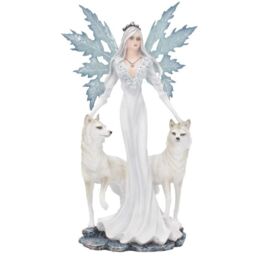 Aura Figurine Winter Fairy Wolf Ornament - 24cm - thumbnail 2