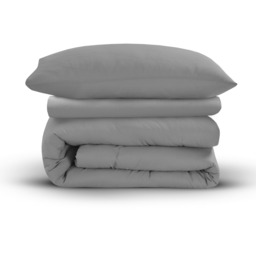 Soft Touch Plain Microfibre Duvet Cover and Pillowcase Set - Grey / King - thumbnail 2