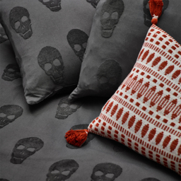 Skulls Tufted Cotton Duvet Cover Set - Charcoal / Double - thumbnail 4
