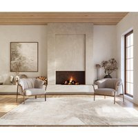 Elysium Modern Abstract Living Room Area Rug Metallic Sheen - Pearl / 290cm - image 1