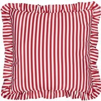 Millie Ruffle Striped Outdoor Cushion Cover - Candy Red