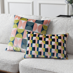 Keela Cut Velvet Cushion - Pink-Avo Green - thumbnail 4