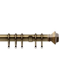35mm Fixed Length Metal Curtain Pole Set Antique Brass Aztec Finial - Antique Brass / 380cm - thumbnail 1