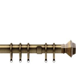35mm Fixed Length Metal Curtain Pole Set Antique Brass Aztec Finial - Antique Brass / 380cm - thumbnail 2
