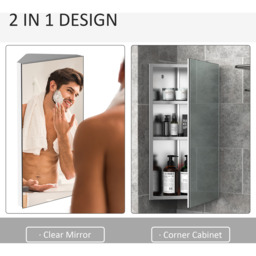 HOMCOM Wall Mounted Bathroom Mirror - Silver - thumbnail 3