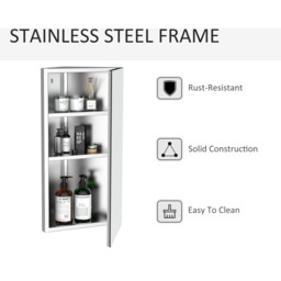 HOMCOM Wall Mounted Bathroom Mirror - Silver - thumbnail 5