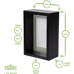 "5"" x 7"" 3D Deep Box Photo Frames - 4"" x 6"" Mount - Pack of 2 - White/Ivory / 18cm" - thumbnail 4
