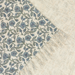 Delphine Printed Cotton Throw - Delph Blue - thumbnail 4