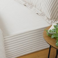 Striped Fitted Bed Sheet - Natural / King - thumbnail 1