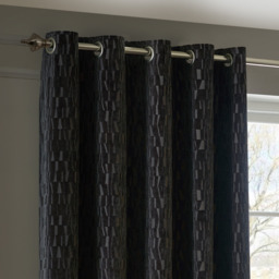 Set of 2 Manhattan Velvet Eyelet Curtains - Charcoal / 229cm / 168cm - thumbnail 3