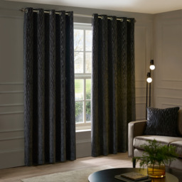 Set of 2 Manhattan Velvet Eyelet Curtains - Charcoal / 229cm / 168cm - thumbnail 4