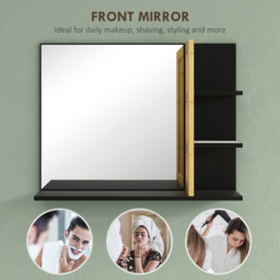HOMCOM Bathroom Mirror Wall Mount Vanity Mirror - Black - thumbnail 2