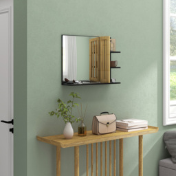 HOMCOM Bathroom Mirror Wall Mount Vanity Mirror - Black - thumbnail 4