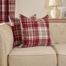 Pack Of Dorset Woven Check Cushion Covers - Red / 4 - thumbnail 2