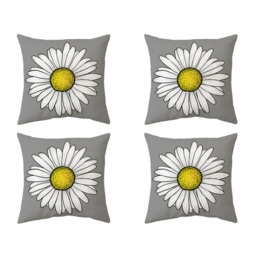 Daisy Cushion Cover Set - Grey - thumbnail 2