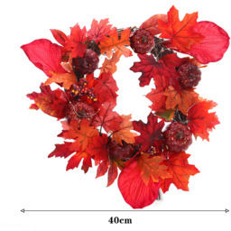 Autumn Wreath with Pumpkins Berries Maples - Orange - thumbnail 3