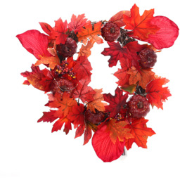 Autumn Wreath with Pumpkins Berries Maples - Orange - thumbnail 2