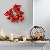 Autumn Wreath with Pumpkins Berries Maples - Orange - thumbnail 1