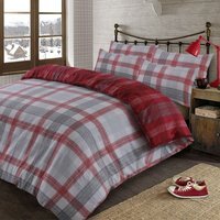 Boston Brushed Cotton Duvet Cover Bedding Set - Red / King - image 1