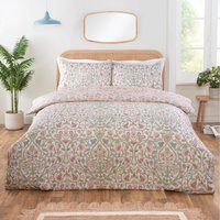 Harrow Microfibre Floral Reversible Duvet Cover Set with Pillowcase - Natural / King