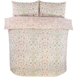 Harrow Microfibre Floral Reversible Duvet Cover Set with Pillowcase - Natural / King - thumbnail 3