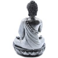 Bali Hand Painted Buddha Candle Holder White Medium Zen Decor - Grey