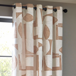 Set of 2 Carro Abstract Cotton Eyelet Curtains - Clay / 229cm / 137cm - thumbnail 4