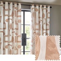 Set of 2 Carro Abstract Cotton Eyelet Curtains - Clay / 229cm / 137cm