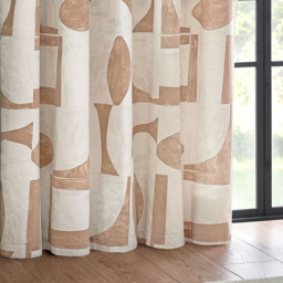 Set of 2 Carro Abstract Cotton Eyelet Curtains - Clay / 229cm / 137cm - thumbnail 5