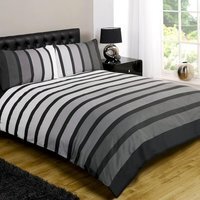 Soho Plain Striped Duvet Cover Set - Black / King