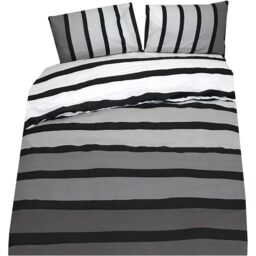Soho Plain Striped Duvet Cover Set - Black / King - thumbnail 2