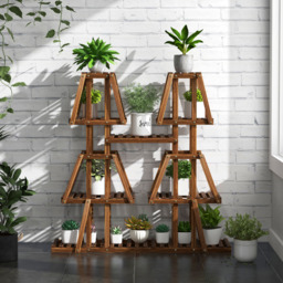 10 Potted Plant Holder Rack - Brown - thumbnail 5