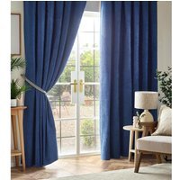 Chenille Blackout Pencil Pleat Top Curtains - Blue / 168cm / 137cm