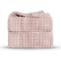 Snug Soft Chunky Waffle Plush Throw Blanket - Blush / 150cm - image 1