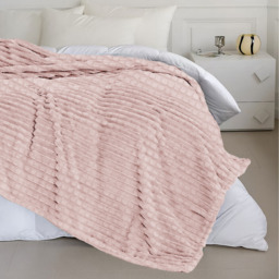 Snug Soft Chunky Waffle Plush Throw Blanket - Blush / 150cm - thumbnail 3