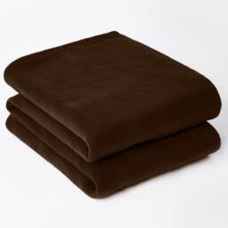 Large Plain Fleece Throw Blanket - Brown - thumbnail 2