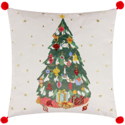 Deck The Halls Tree Embroidered Cushion - Multi / 80 Polyester 20 Feather - thumbnail 2