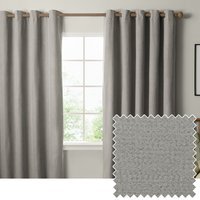 The Ultimate Blackout Textured Woven Eyelet Curtain Pair - Grey / 168cm / 137cm - image 1