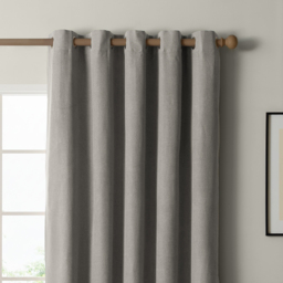 The Ultimate Blackout Textured Woven Eyelet Curtain Pair - Grey / 168cm / 137cm - thumbnail 2
